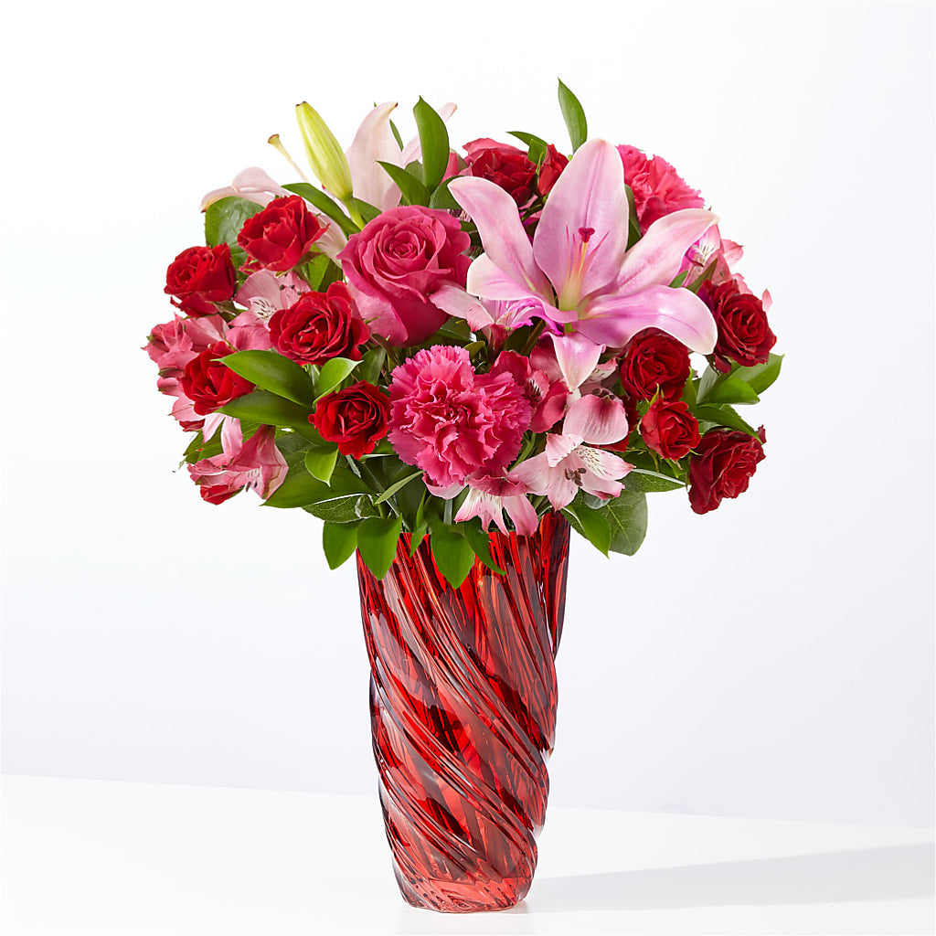 In Love Bouquet with Luxe Swirl Vase – PAUL'S FLOWERS, Charlottetown PE