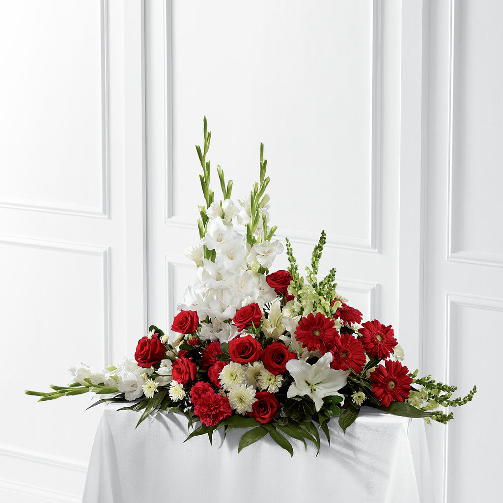 Crimson & White Arrangement – PAUL'S FLOWERS, Charlottetown PE