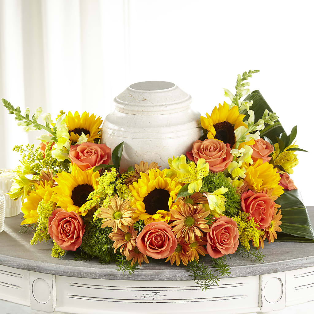 Faithful Sunflower Cremation Adornment – PAUL'S FLOWERS, Charlottetown PE
