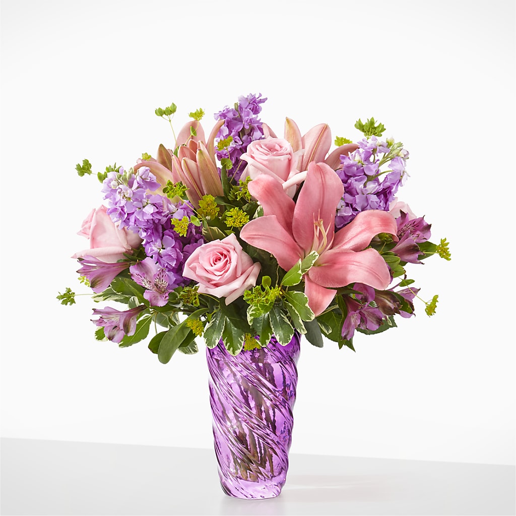 Precious Petals Bouquet with Luxe Swirl Vase – PAUL'S FLOWERS, Charlottetown PE
