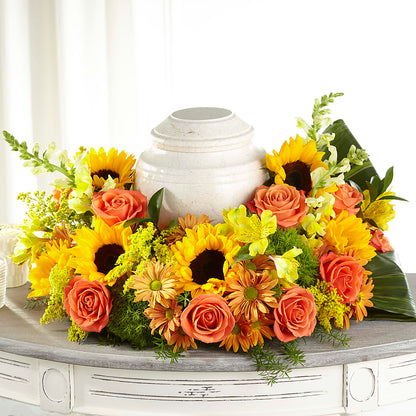 Faithful Sunflower Cremation Adornment – PAUL'S FLOWERS, Charlottetown PE