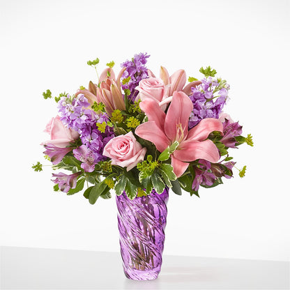 Precious Petals Bouquet with Luxe Swirl Vase – PAUL'S FLOWERS, Charlottetown PE