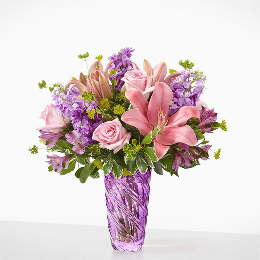 Precious Petals Bouquet with Luxe Swirl Vase – PAUL'S FLOWERS, Charlottetown PE