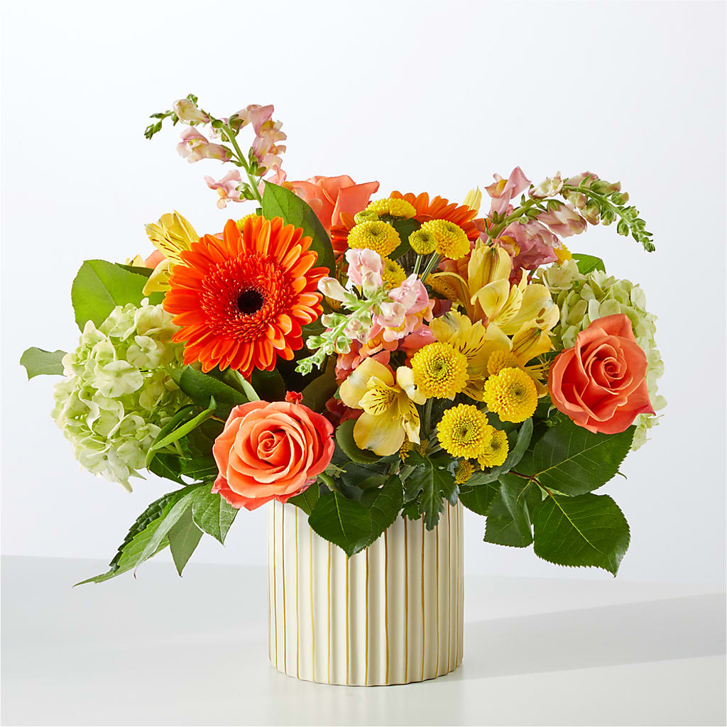 Autumn Sunshine Bouquet with Ivory Vase – PAUL'S FLOWERS, Charlottetown PE