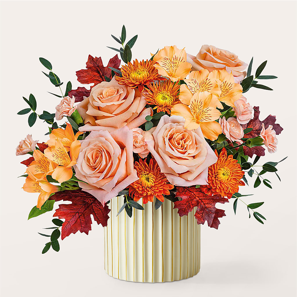 Spiced Latte Bouquet with Ivory Vase – PAUL'S FLOWERS, Charlottetown PE